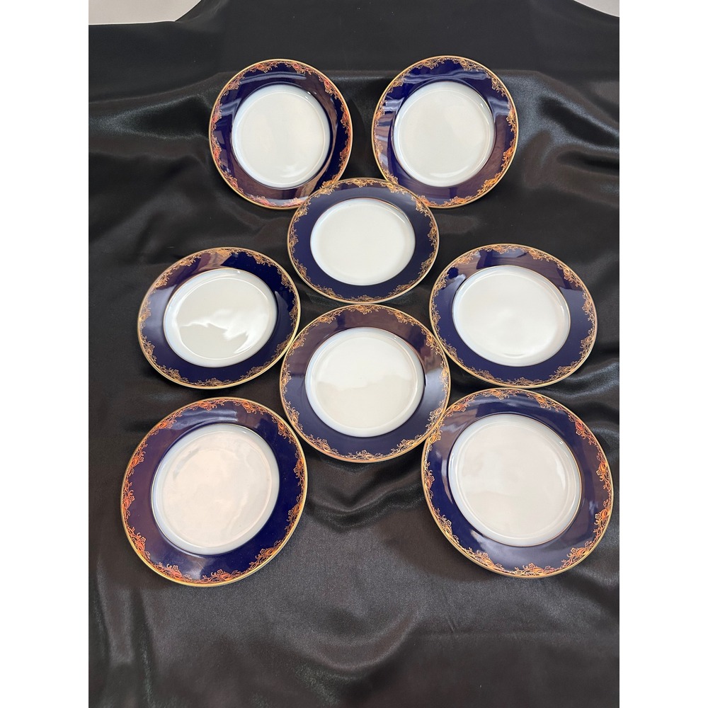 8 Rosenthal Classic Rose‎ Frederick the Great Cobalt Gold 7.75" Plates